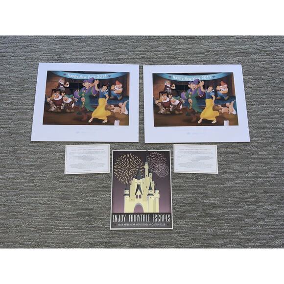 Pair Disney Cruise Line DCL Poster Art Print 2011 New Years With COA - Picture 1 of 5